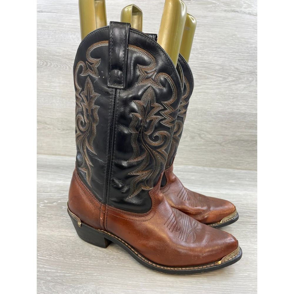 Masterson Men's Western Boot‎ 9 Black Leather Cowboy Rodeo Ranch Vintage Shoes